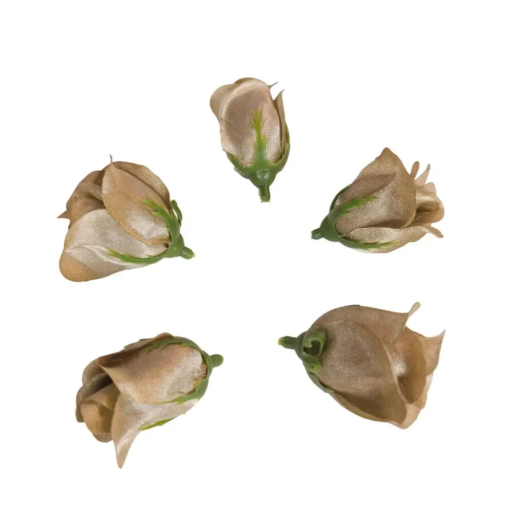 50 Moss Olive Green Satin Rose Buds Stemless Wedding Floral Craft DIY 2
